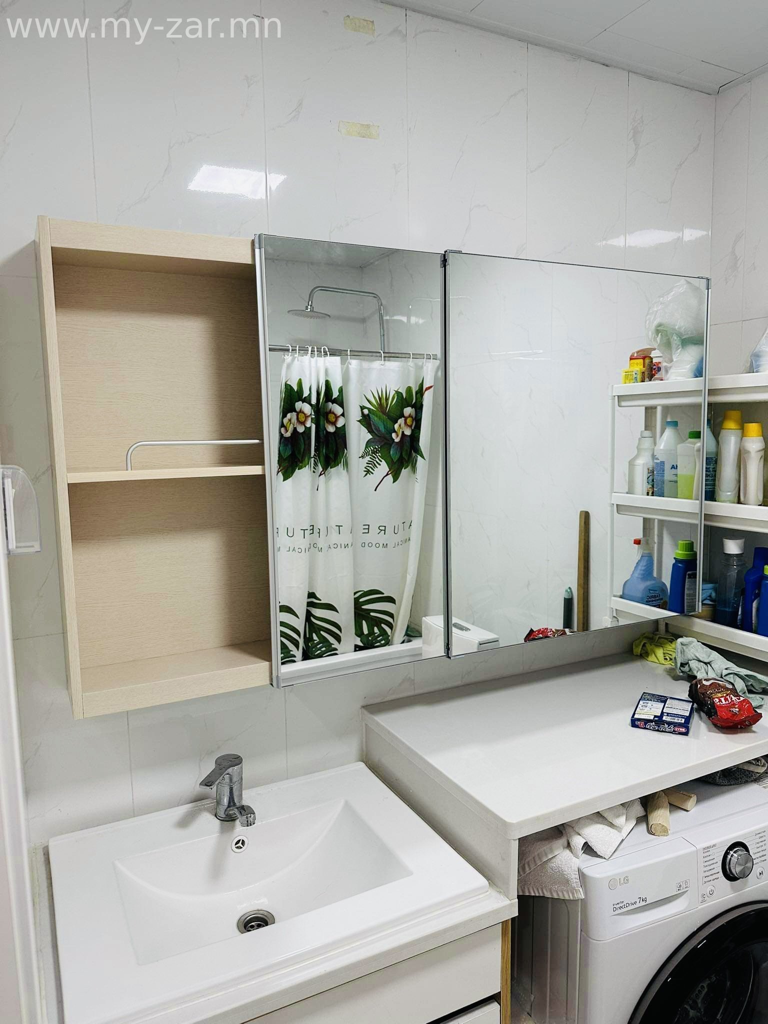 Угаалгын өрөөний гүйдэг тольтой ханын тавиур нь Солонгос улсын угаалгын өрөөнд зориулсан тусгай PS 